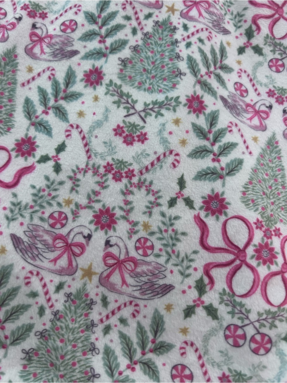 Envogue White Holiday Floral & Candy-Print Pajama Pant Pink Accents. Size L NWT - Picture 3 of 8